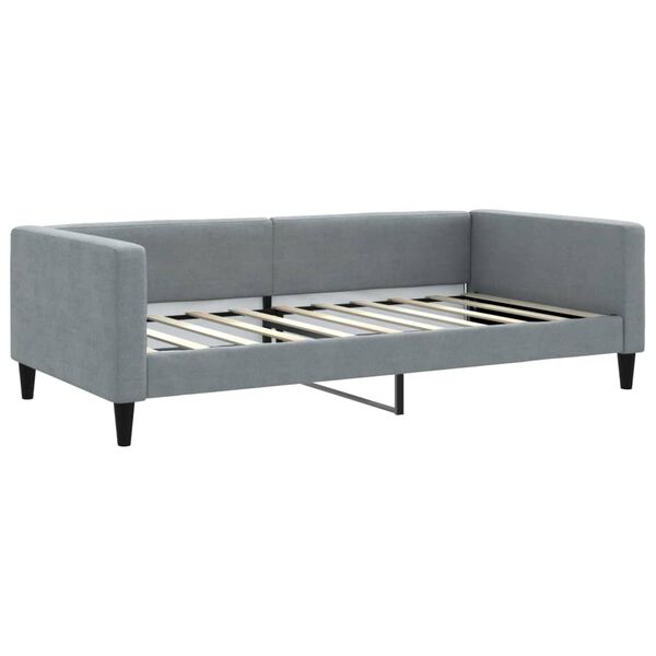 vidaXL Day Bed Light grey Fabric, metal, solid wood Twin