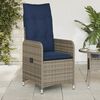 vidaXL Reclining Patio Chair with Cushions Gray Poly Rattan