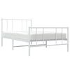 vidaXL Bed Frame White Powder-Coated Steel Small Single