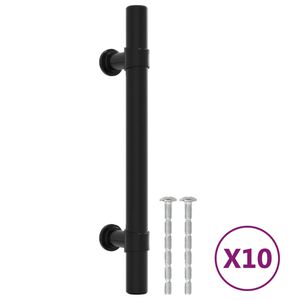 vidaXL Cabinet Handle Set of 10 Black Stainless Steel 5.9 In Length