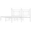 vidaXL Bed Frame White Powder-Coated Steel Full Bed Frame Rectangular