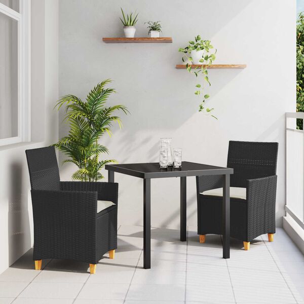 vidaXL Garden Dining Set 3 pcs Beige poly rattan
