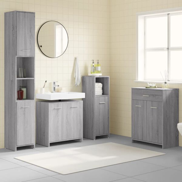 vidaXL Bathroom Furniture Set Grey Sonoma Engineered Wood Large