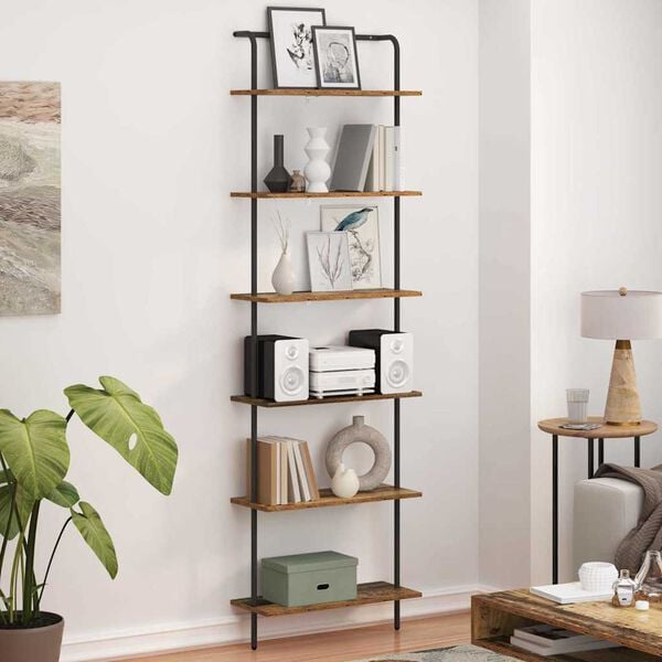 vidaXL Bookshelf Old Wood 23.62 x 9.45 x 79.92 in Engineered wood