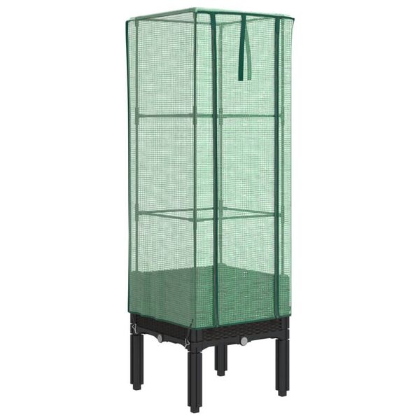 vidaXL Raised Bed Black, Green Polypropylene, Polyethylene, Iron Medium