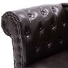 vidaXL Chaise Longue Antique brown PVC, Solid wood 66.1 x 22.8 x 30.3 in