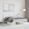 vidaXL Bed Frame White Powder-Coated Steel Full Bed Frame Rectangular
