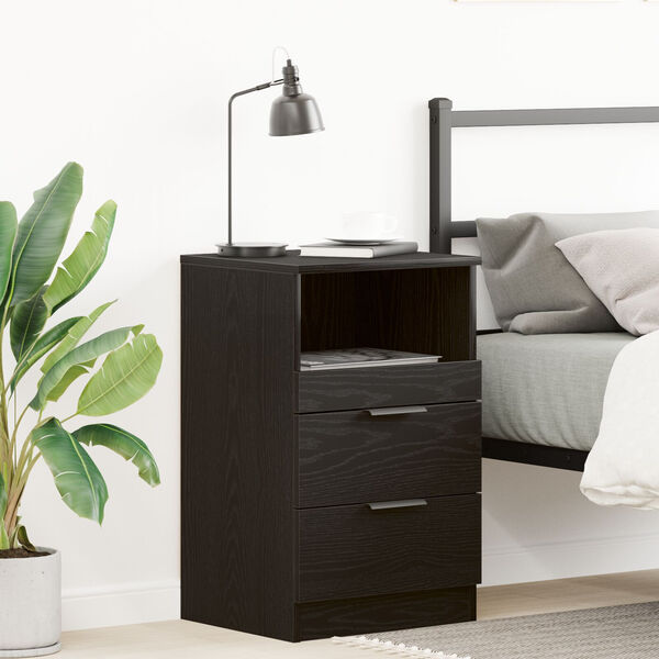 vidaXL Bedside Cabinet Black oak 40 x 35 x 65 cm Engineered wood