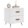 vidaXL Bedside Cabinet White Engineered wood, iron, PU faux leather Medium