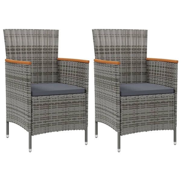 vidaXL Garden Dining Chair Set of 2 Grey