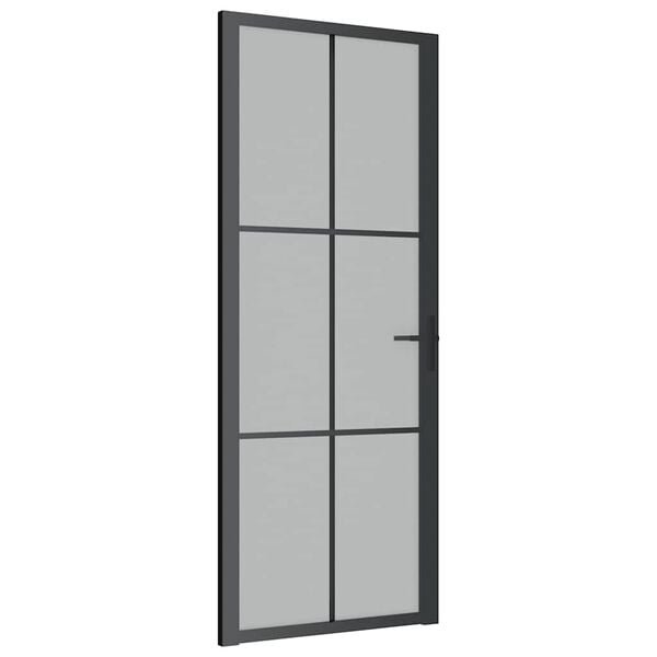 vidaXL Interior Door 32.7"x79.3" Black Matt Glass and Aluminum
