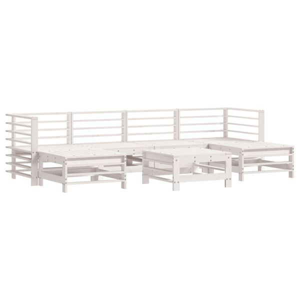 vidaXL Garden Lounge Set White Solid Pine Wood, Plywood Large Modular