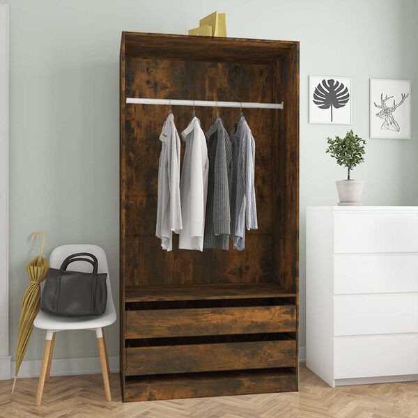 vidaXL Wardrobe Smoked oak Engineered wood Compact Wardrobe