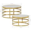 vidaXL Coffee Table Set of 2 Brass and White Marble, Steel Small