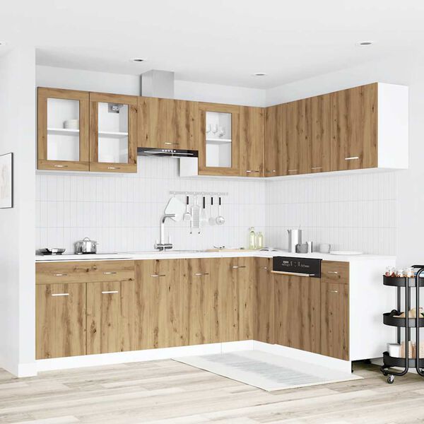 vidaXL Kitchen Cabinet Set Artisan Oak Engineered wood and glass Large