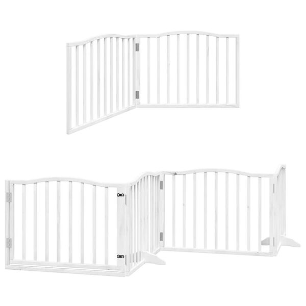 vidaXL Dog Gate Set of 10 White Poplar Wood Large Foldable Dog Gate