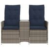 vidaXL Reclining Patio Sofa 2-Seater with Table Gray Poly Rattan