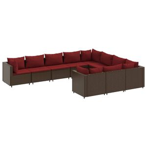 vidaXL Patio Sofa Set Brown and Cinnamon Red