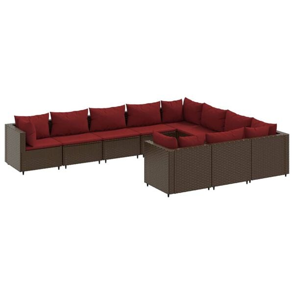 vidaXL Patio Sofa Set Brown and Cinnamon Red