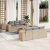 vidaXL Patio Sofa Set Beige PE Rattan Large Modular