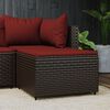 vidaXL Patio Footrest Brown with Cinnamon Red Cushion PE rattan Medium