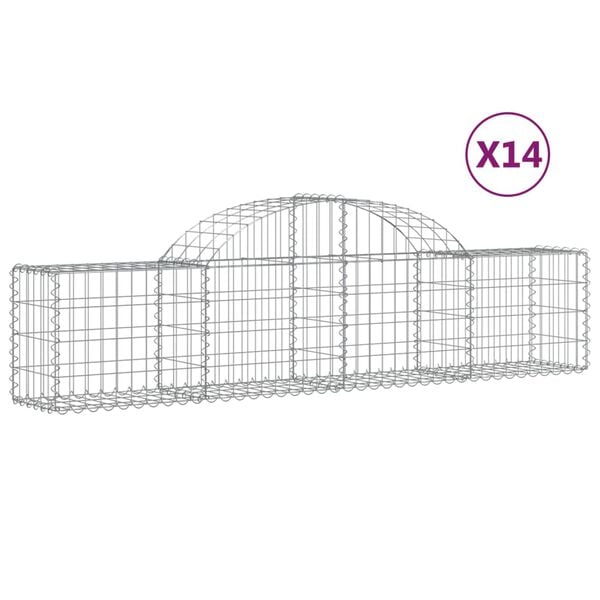 vidaXL Gabion Basket Set of 14 Silver Galvanized iron Large