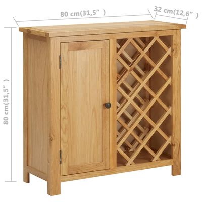 vidaXL Wine Cabinet for 11 Bottles 31.5"x12.6"x31.5" Solid Oak Wood