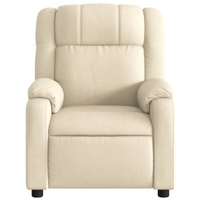 Front view of beige upholstered recliner