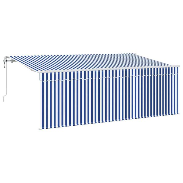 vidaXL Retractable Awning Blue and White 157.48 x 78.74 in