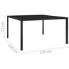 vidaXL Garden Table Black Powder-coated steel, tempered glass