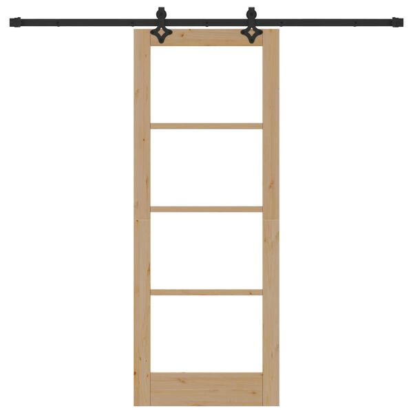 vidaXL Sliding Door Natural 30.71 x 79.53 in Solid Pine Wood and Glass