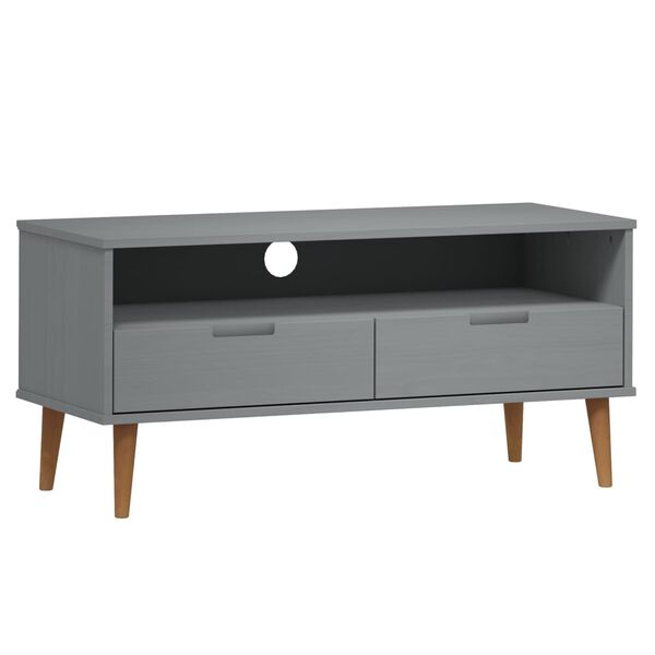 vidaXL TV Cabinet Grey Solid pine wood with UV varnish finish Medium