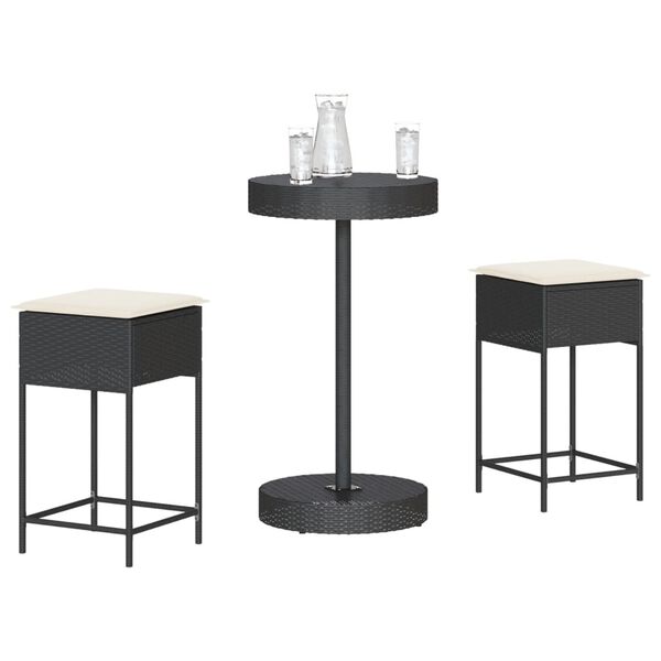 vidaXL Garden Bar Set Black, Cream White
