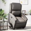 vidaXL Stand Up Recliner Chair Grey Real Leather, Metal, Plywood Standard