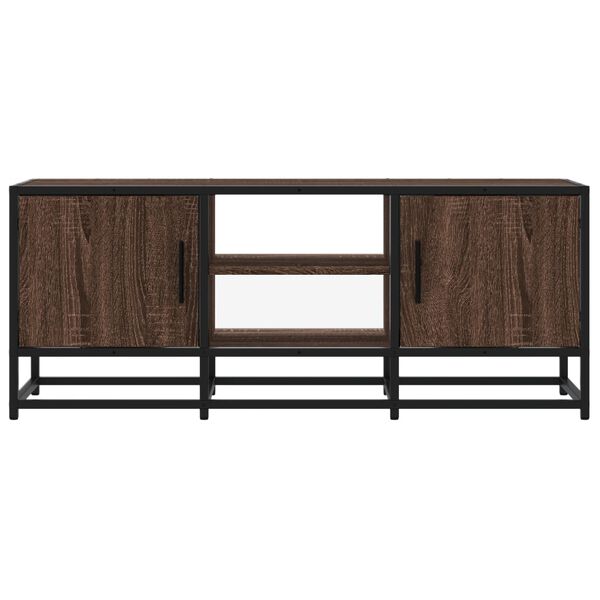 vidaXL TV Cabinet Brown Oak Engineered Wood, Metal Medium TV Cabinet