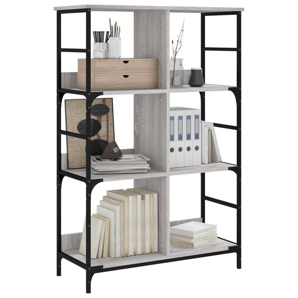 vidaXL Bookshelf Grey Sonoma Engineered wood and steel Large