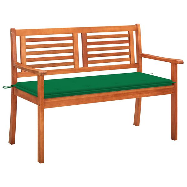 vidaXL Bench Green Cushion Solid eucalyptus wood 47.2 in Ergonomic