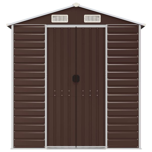 vidaXL Garden Shed Brown Galvanized steel Large Garden Shed