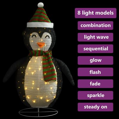 vidaXL Decorative Christmas Snow Penguin Figure LED Luxury Fabric 47.2"