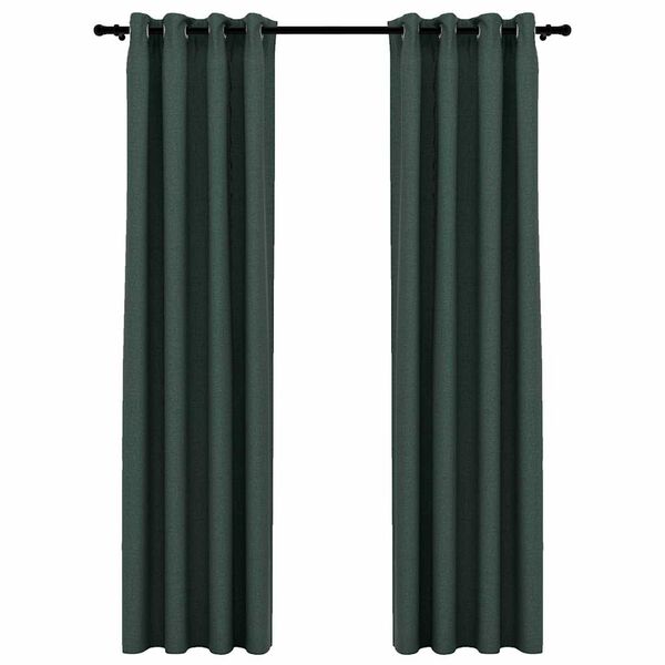 vidaXL Linen-Look Blackout Curtains with Grommets 2pcs Green 140x96.5 "