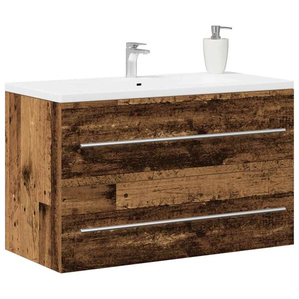 vidaXL Bathroom Sink Cabinet Old Wood 80x38,5x48 cm Engineered Wood