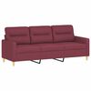 vidaXL Sofa Set Wine Red Polyester, Metal, Textilene, Plywood 3 Piece