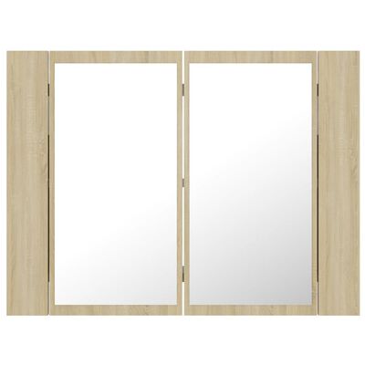 vidaXL LED Bathroom Mirror Cabinet Sonoma Oak 23.6"x4.7"x17.7"