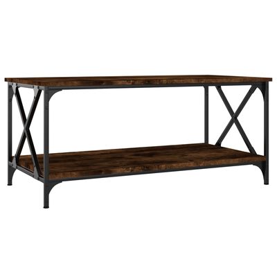 vidaXL Coffee Table Smoked Oak 39.4"x19.7"x17.7" Engineered Wood and Iron
