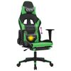 vidaXL Gaming Chair Black and green Faux leather, metal, plywood, foam