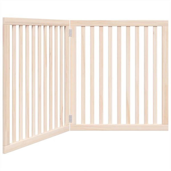 vidaXL Dog Gate Set of 2 Natural wood Poplar wood 63 in total length