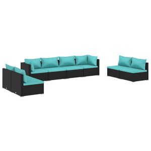 vidaXL Garden Lounge Set Black PE rattan, powder-coated steel, plastic