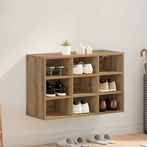 vidaXL Shoe Cabinet with Shelf Artisan Oak 30.51 x 11.81 x 20.08 in