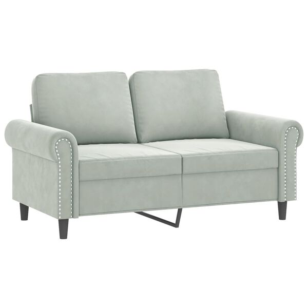 vidaXL Sofa Set Light Grey Velvet, Metal, Plywood, PP Cotton 2-Seater