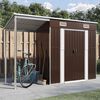 vidaXL Garden Shed Brown Galvanized Steel, Plastic Large Garden Shed